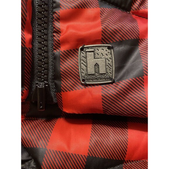 Heim-Made Lumber Jacket Puffer Red Black Plaid Women XL Down Hooded Pullover EUC - Picture 6 of 16
